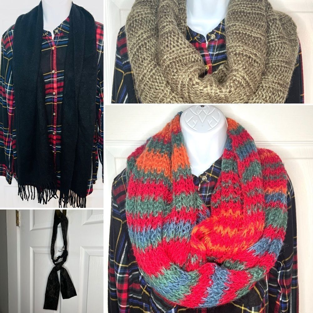 Various Brands Winter Scarf Bundle 4 Infinty, Fringed Scarf, Hair Scarves Multi
